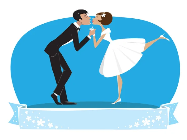 Bride and a bridegroom kissing Stock Vector