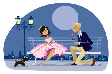 bir köpek ile Romantik Çift