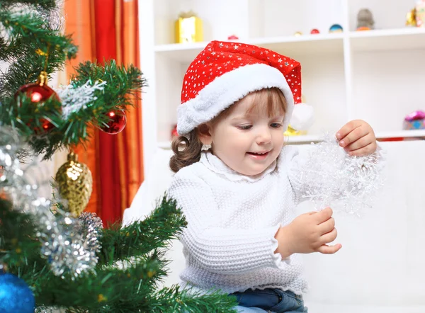 Niña en Santa —  Fotos de Stock