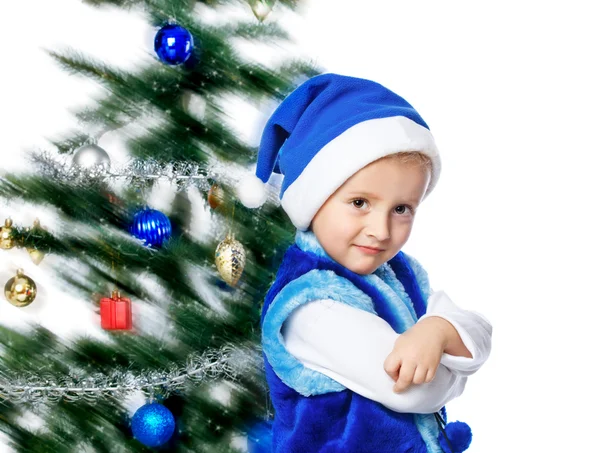 Garçon dans une casquette du Père Noël — Photo