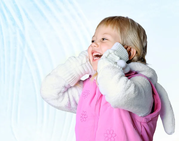 Bambina che indossa vestiti invernali, Natale — Foto Stock