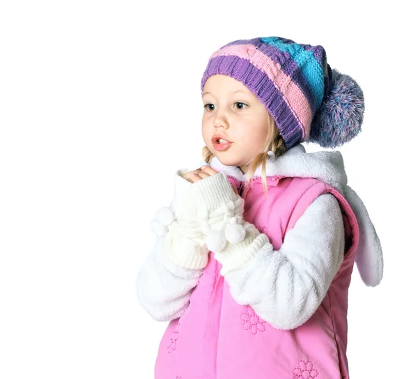 Niña usando ropa de invierno, Navidad — Foto de Stock