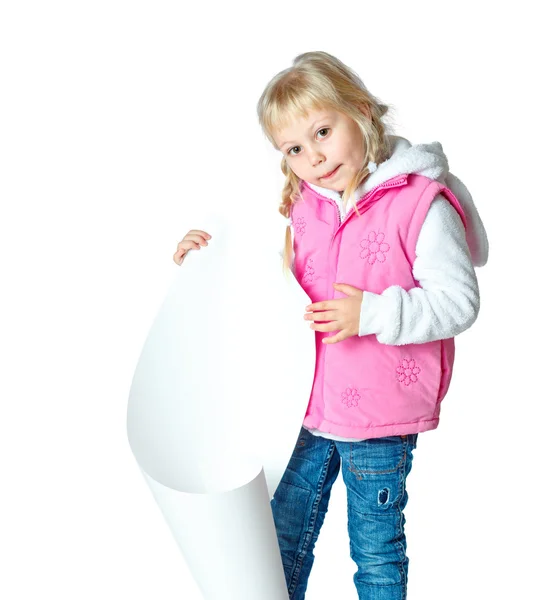 Портрет маленька дівчинка тримає на poste — 스톡 사진
