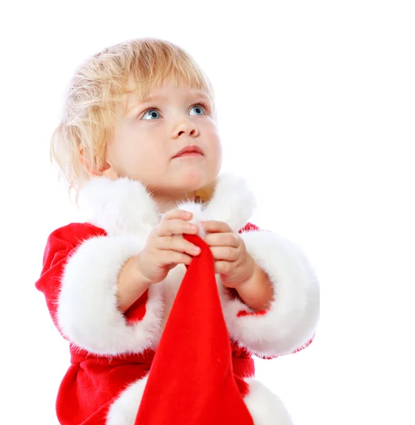 Bambina vestita con Babbo Natale — Foto Stock