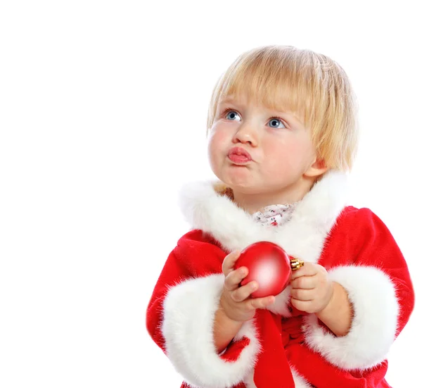 Bambina vestita con Babbo Natale — Foto Stock