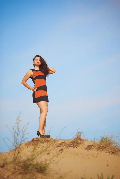 Girl on sand — Stock Photo, Image