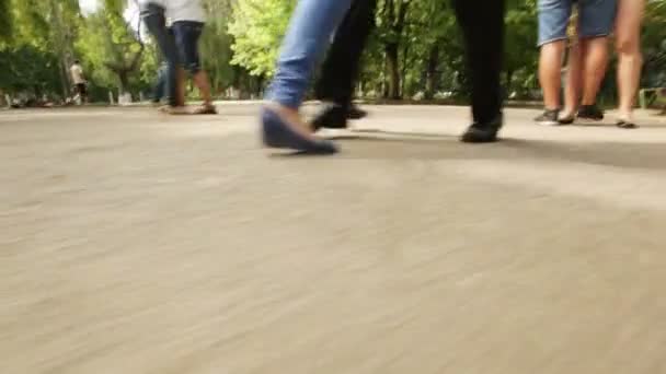 Rehearsal for the school waltz. Camera movement of your feet dancing — Stock Video