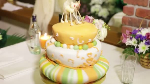 Torta molto originale con figurine di gatti — Video Stock