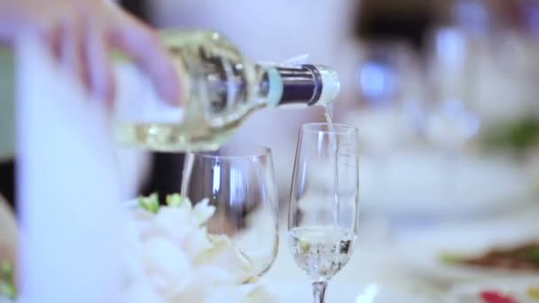 Cameriere versa champagne — Video Stock