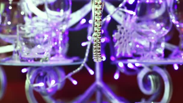 Metal frame in the form Christmas tree — Stock Video