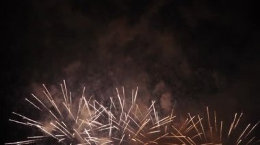 Gece gökyüzünde neşeli havai fişekler