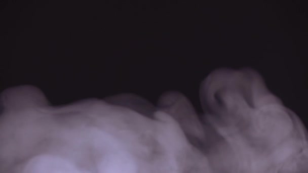 Абстрактный белый водяной пар на черном фоне — стоковое видео