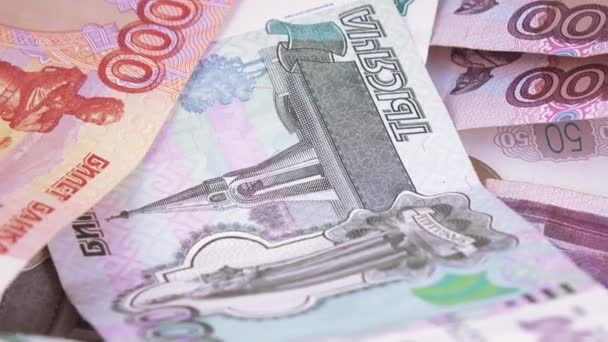 Variedad de billetes Rublos rusos — Vídeo de stock