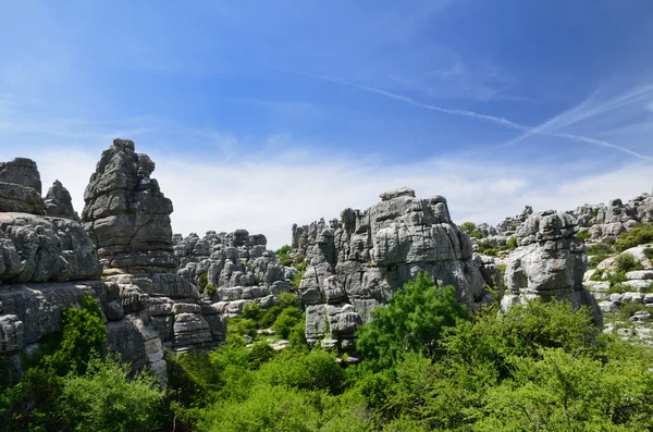 Vista de primavera da reserva natural El Torcal — Fotografia de Stock