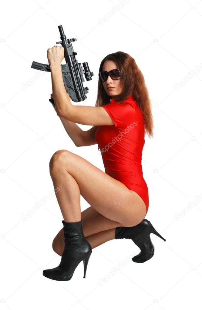 Sexy model with tommy-gun