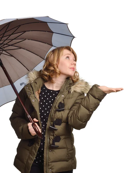 Jeune femme sous le parapluie — Photo