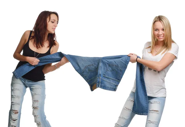 Mujeres jóvenes privadas de pantalones vaqueros — Foto de Stock