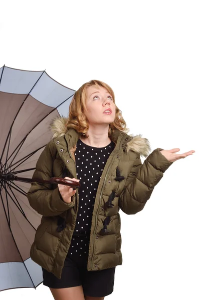 Mladá žena pod deštník — Stock fotografie