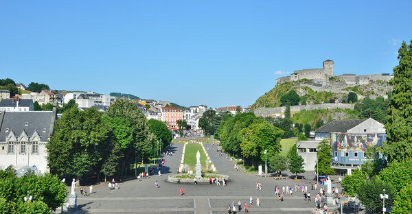 View of Lourdes with the Rosary square