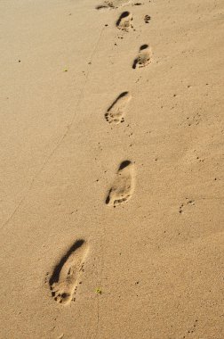ıslak kum üzerinde insan ayak izleri