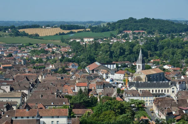 Ancient French town Orthez and its outskirts from above — Stock Photo, Image