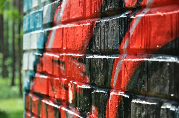 Close-up of graffiti brick wall — Stock Photo, Image