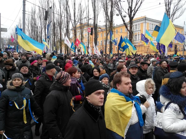 Demonstrasjonsprotester mot Kiev # Euromaidan mot den strakstiltak som kan pågå – stockfoto