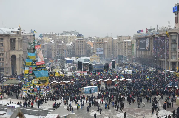 Euromaidan. 11.12.2013. Kiev. Police forces. Day after attack. Pro et contra demonstrations. Revolution in Ukraine. — Stock Photo, Image