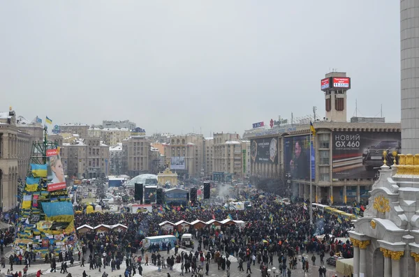 Euromaidan. 11.12.2013. Kiev. Police forces. Day after attack. Pro et contra demonstrations. Revolution in Ukraine. — Stock Photo, Image