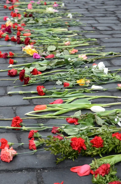 Flores de tristeza nas ruas ucranianas — Fotografia de Stock