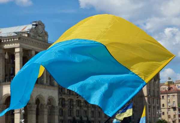 Ukrainische Flagge weht — Stockfoto