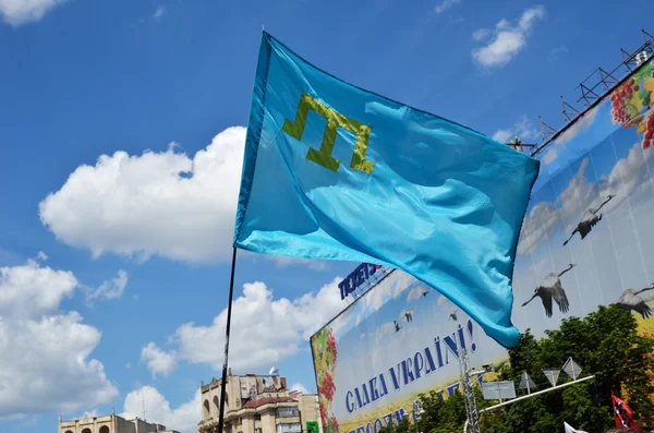 Tatarische Flagge in der ukrainischen Hauptstadt — Stockfoto