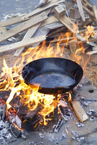 Pan en vuur — Stockfoto