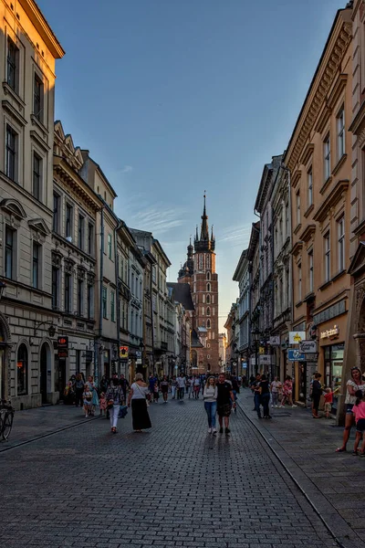 View Saint Marys Basilica Florianska Street Krakow Old City Poland — Stock Photo, Image