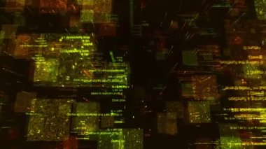 Ağ veri kodlu dijital uçuş arka planı, kusursuz döngü. Animasyon. Büyük veri kavramı. bilgi, bağlantı, internet, dünya çapında ağ.