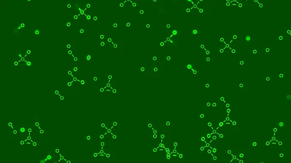 Abstracte keten van virussen. Animatie. Eenvoudige animatie over biologie of chemie met wisselende punten en ketens. Vereenvoudigd beeld van het leven van het virus — Stockfoto