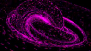 Işıldayan parçacıklar girdap içinde hareket eder. Tasarım. Kozmik girdap parlayan parçacıkların düğümüne dönüşüyor. Spiral hızla kara deliğe dönüşür