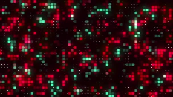Absztrakt fényes pixelezett mozaik minta. Indítvány. Absztrakt háttér négyzetek folyik és villog, zökkenőmentes hurok. — Stock videók