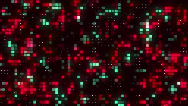 Abstrakt ljus pixelated mosaik mönster. Rörelse. Abstrakt bakgrund med rutor som flyter och blinkar, sömlös loop. — Stockvideo