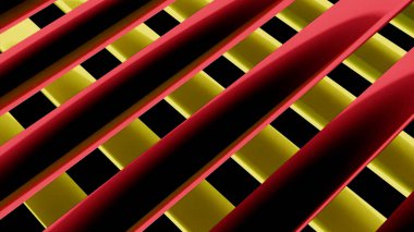 Hareket eden renkli çizgiler diğer üç boyutlu çizgilerle kesişiyor, teknik altyapıyla. Tasarım. Yatay metalik parlak çizgiler, pürüzsüz döngü.