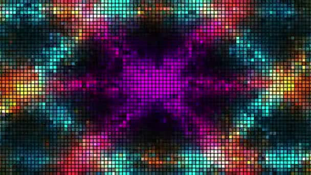 Patrón hipnótico de píxeles vibrantes. Moción. Los píxeles se mueven para representar el patrón triangular. Patrón de píxeles con radiaciones vibratorias — Vídeo de stock