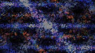 Mor pikselli arka plan dijital şelaleyi taklit ediyor, kusursuz döngü. Tasarım. Bulanık çizgileri ve hareket eden parçacıkları olan parlak desen.