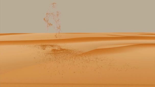 Duch pouště. Design. Silueta chodícího muže z písku v písečné poušti. 3D duch písku procházky v poušti — Stock video