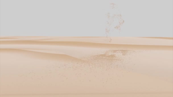 A sivatag szelleme. Tervezés. Sétáló ember sziluettje homokból a homokos sivatagban. 3D szellem homok séta sivatagban — Stock videók