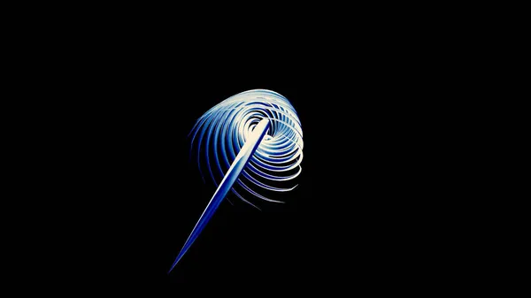 Энергетическая комета со спиральным хвостом в пространстве, современный абстрактный фон. Дизайн. Красочная сфера летит хаотично с потоком света, окруженным подкладкой хвоста, бесшовной петлей. — стоковое фото