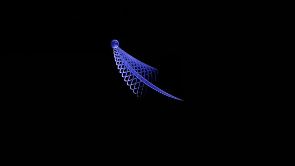 Cometa energético con cola en forma de espiral en el espacio, fondo abstracto moderno. Diseño. Esfera colorida volando caóticamente con una corriente de luz rodeada de cola alineada, lazo sin costuras. — Vídeo de stock