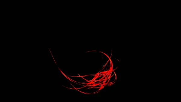 검은 배경에서 미끄러지는 빛의 빨간색 줄무늬는 거무스름 한 고리 모양이다. 디자인. 무작위로 움직이는 불꽃. — 스톡 사진
