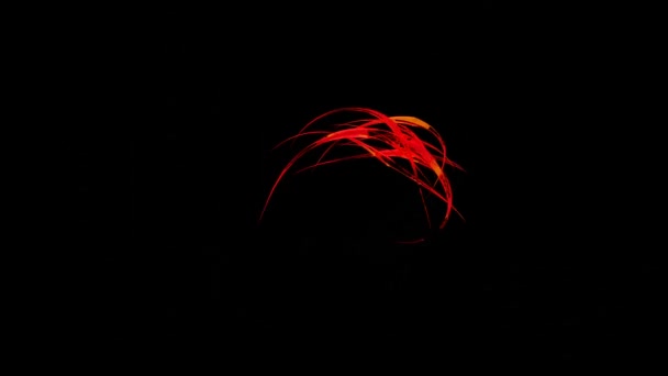 Piros fénycsíkok csúszkálnak a fekete háttérben, zökkenőmentes hurok. Tervezés. Véletlenszerűen mozgó tűzláng. — Stock videók