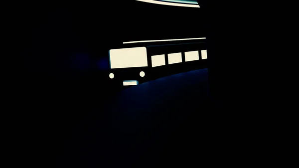 青い色の地下鉄駅での抽象的な地下列車が後方に移動します。デザイン。都市公共交通の概念. — ストック写真