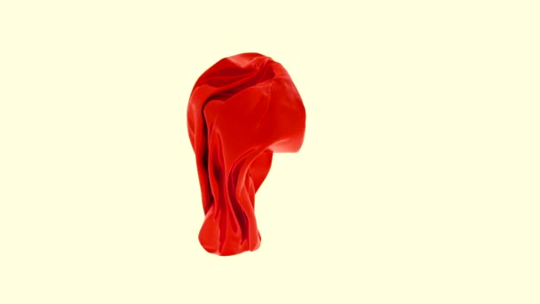 Плаваюча червона тканина на ізольованому фоні. Дизайн. Складається на червоній тканині, що летить в повітрі. Красива червона тканина примарно рухається в повітрі — стокове відео